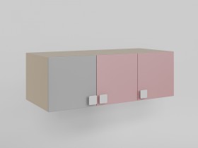 Антресоль на шкаф 3-х створчатый (Розовый/Серый/корпус Клен) в Тевризе - tevriz.katalogmebeli.com | фото 1