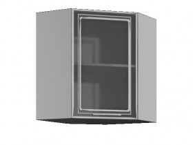 Бетон ШВУС 600*600 Шкаф верхний угловой со стеклом в Тевризе - tevriz.katalogmebeli.com | фото
