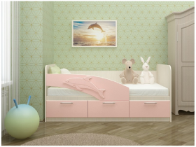 Дельфин-3 Кровать детская 3 ящика с ручками 1.6 Розовый глянец в Тевризе - tevriz.katalogmebeli.com | фото 1