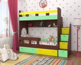 Детская двухъярусная кровать Юниор-1 Белый/Синий Распродажа в Тевризе - tevriz.katalogmebeli.com | фото 4