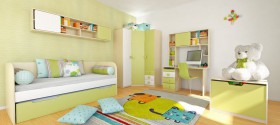 Детская комната Эппл (Зеленый/Белый/корпус Клен) в Тевризе - tevriz.katalogmebeli.com | фото 5
