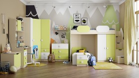 Детская комната Эппл (Зеленый/Белый/корпус Клен) в Тевризе - tevriz.katalogmebeli.com | фото 13
