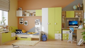 Детская комната Эппл (Зеленый/Белый/корпус Клен) в Тевризе - tevriz.katalogmebeli.com | фото 11