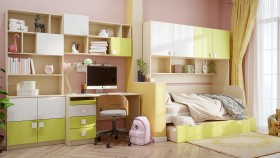 Детская комната Эппл (Зеленый/Белый/корпус Клен) в Тевризе - tevriz.katalogmebeli.com | фото 12