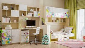 Детская комната Флёр (Белый/корпус Клен) в Тевризе - tevriz.katalogmebeli.com | фото 1