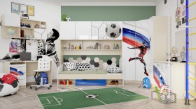 Детская комната Футбол ЧМ (Белый/Синий/корпус Клен) в Тевризе - tevriz.katalogmebeli.com | фото 2