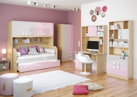 Детская комната Грэйси (Розовый/Серый/корпус Клен) в Тевризе - tevriz.katalogmebeli.com | фото 2