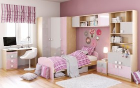 Детская комната Грэйси (Розовый/Серый/корпус Клен) в Тевризе - tevriz.katalogmebeli.com | фото 3