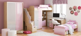 Детская комната Грэйси (Розовый/Серый/корпус Клен) в Тевризе - tevriz.katalogmebeli.com | фото 5
