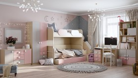 Детская комната Грэйси (Розовый/Серый/корпус Клен) в Тевризе - tevriz.katalogmebeli.com | фото 12