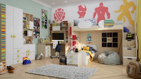 Детская комната Клаксон без машинок (Белый/корпус Клен) в Тевризе - tevriz.katalogmebeli.com | фото 2