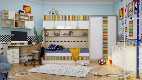 Детская комната Клаксон без машинок (Белый/корпус Клен) в Тевризе - tevriz.katalogmebeli.com | фото 5