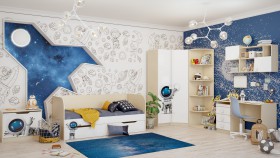 Детская комната Санни (Белый/корпус Клен) в Тевризе - tevriz.katalogmebeli.com | фото 2