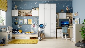 Детская комната Санни (Белый/корпус Клен) в Тевризе - tevriz.katalogmebeli.com | фото