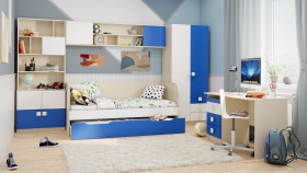 Детская комната Скай (Синий/Белый/корпус Клен) в Тевризе - tevriz.katalogmebeli.com | фото 4