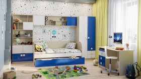 Детская комната Скай Люкс (Синий/Белый/корпус Клен) в Тевризе - tevriz.katalogmebeli.com | фото