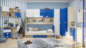 Детская комната Скай Люкс (Синий/Белый/корпус Клен) в Тевризе - tevriz.katalogmebeli.com | фото 3