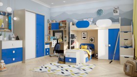 Детская комната Скай Люкс (Синий/Белый/корпус Клен) в Тевризе - tevriz.katalogmebeli.com | фото 5