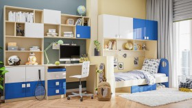 Детская комната Скай Люкс (Синий/Белый/корпус Клен) в Тевризе - tevriz.katalogmebeli.com | фото 9