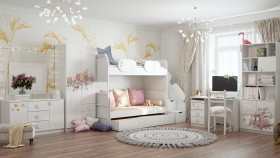 Детская комната Совушки (Белый/корпус Выбеленное дерево) в Тевризе - tevriz.katalogmebeli.com | фото 3