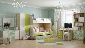 Детская комната Твит (Белый/Зеленый/корпус Клен) в Тевризе - tevriz.katalogmebeli.com | фото 4