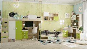 Детская комната Твит (Белый/Зеленый/корпус Клен) в Тевризе - tevriz.katalogmebeli.com | фото 8