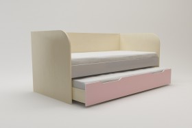 Диван-кровать Грэйси (Розовый/Серый/корпус Клен) в Тевризе - tevriz.katalogmebeli.com | фото 2