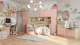 Диван-кровать Грэйси (Розовый/Серый/корпус Клен) в Тевризе - tevriz.katalogmebeli.com | фото 9