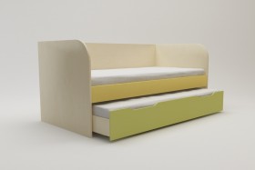 Диван-кровать Смайли (Желтый/Зеленый/корпус Клен) в Тевризе - tevriz.katalogmebeli.com | фото