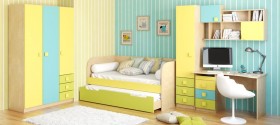 Диван-кровать Смайли (Желтый/Зеленый/корпус Клен) в Тевризе - tevriz.katalogmebeli.com | фото 2