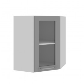 Гарда ПУС 550 шкаф верхний угловой со стеклом (Белый Эмалит/корпус Серый) в Тевризе - tevriz.katalogmebeli.com | фото