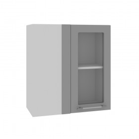 Гарда ПУС 650 шкаф верхний угловой со стеклом (Белый Эмалит/корпус Серый) в Тевризе - tevriz.katalogmebeli.com | фото