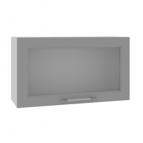 Гарда ВПГС 800 шкаф верхний горизонтальный со стеклом высокий (Белый Эмалит/корпус Серый) в Тевризе - tevriz.katalogmebeli.com | фото