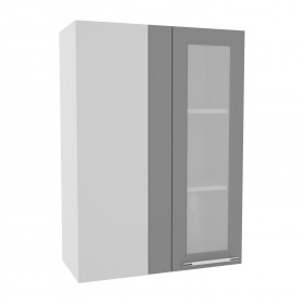 Гарда ВПУС 650 шкаф верхний угловой со стеклом высокий (Белый Эмалит/корпус Серый) в Тевризе - tevriz.katalogmebeli.com | фото