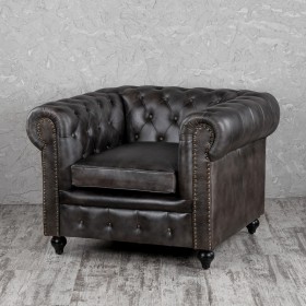 Кресло кожаное Лофт Честер (акация) в Тевризе - tevriz.katalogmebeli.com | фото 1