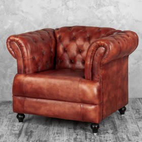 Кресло кожаное Лофт Честер-Нью (Коричневый) в Тевризе - tevriz.katalogmebeli.com | фото 1