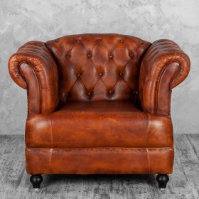 Кресло кожаное Лофт Честер-Нью (Коричневый, Рыжий) в Тевризе - tevriz.katalogmebeli.com | фото 7