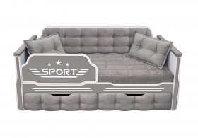 Кровать 160 серии Спорт 2 ящика 45 Серый (подушки) в Тевризе - tevriz.katalogmebeli.com | фото