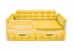 Кровать 160 серии Спорт 2 ящика 74 Жёлтый (мягкие боковые накладки) в Тевризе - tevriz.katalogmebeli.com | фото