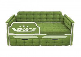 Кровать 160 серии Спорт 2 ящика 76 Зелёный (мягкие боковые накладки) в Тевризе - tevriz.katalogmebeli.com | фото 1