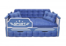 Кровать 160 серии Спорт 2 ящика 85 Синий (подушки) в Тевризе - tevriz.katalogmebeli.com | фото