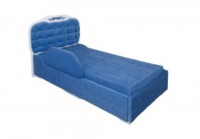 Кровать 190 Атлет Lux 29 Синий (мягкий бортик) в Тевризе - tevriz.katalogmebeli.com | фото 1