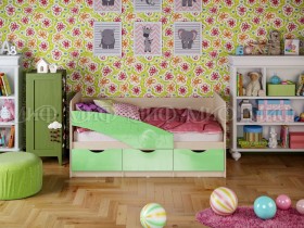 Кровать Бабочки 1,6м (Салатовый металлик) в Тевризе - tevriz.katalogmebeli.com | фото 1