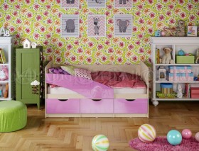 Кровать Бабочки 1,6м (Сиреневый металлик) в Тевризе - tevriz.katalogmebeli.com | фото 1