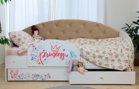 Кровать детская Эльза с бортиком Принцесса Белый/Бежевый в Тевризе - tevriz.katalogmebeli.com | фото 1
