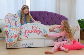 Кровать детская Эльза с бортиком Принцесса Белый/Фиолетовый в Тевризе - tevriz.katalogmebeli.com | фото 1