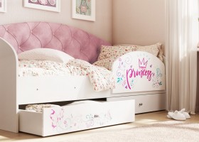 Кровать детская Эльза с бортиком Принцесса Белый/Розовый в Тевризе - tevriz.katalogmebeli.com | фото