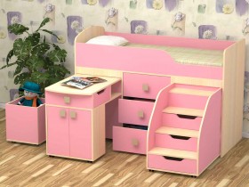 Кровать детская Фея 1.6 Дуб молочный/Розовый в Тевризе - tevriz.katalogmebeli.com | фото