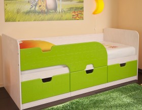 Кровать детская Минима 1,86м с ящиками (дуб атланта/лайм глянец) в Тевризе - tevriz.katalogmebeli.com | фото