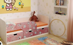 Кровать детская Минима Лего 1,86м с ящиками (дуб атланта/лиловый сад) в Тевризе - tevriz.katalogmebeli.com | фото 4